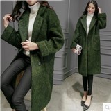2015女装冬装新款韩版宽松过膝毛呢外套茧型长款加厚羊毛呢子大衣