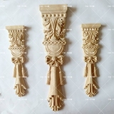 特价东阳木雕欧式家具配件 罗马柱装饰雕花柱头 实木壁炉柜子竖花