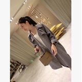 香港代购 2016春秋韩版时尚不规则薄款风衣纯色中长款显瘦外套女