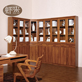 虾米家具 中式转角书柜自由组合书房角柜玻璃书橱陈列柜储物柜