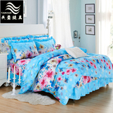 韩版夹棉加厚床裙四件套韩式加棉防滑床罩床套枕套被套1.5米/1.8m