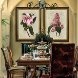 美式乡村装饰画新古典欧式田园壁画客厅卧室餐厅有框挂画丁香花卉