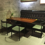 馨怡家具厂 复古沙发卡座 田园餐厅沙发桌椅组合双人餐饮桌椅订制