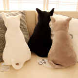 创意可爱剪影猫咪靠垫 背影猫毛绒玩具公仔 影子猫靠枕 生日礼物