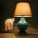 美式玻璃床头灯卧室台灯 北欧宜家简约现代客厅调光蓝色装饰灯具