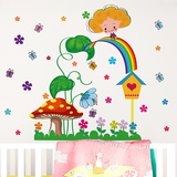 墙贴纸贴画卡通儿童房间幼儿园布置蘑菇彩虹绿叶墙壁装饰女孩花草