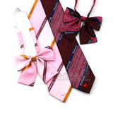 领结领带两件套 日系JK制服红粉魔法柄字母条纹刺绣领花男女情侣