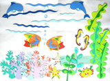 小学幼儿园开学教室环境文化布置黑板报海洋主题海底动物植物墙贴
