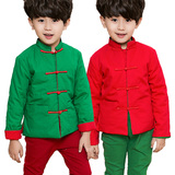 中国风高档100%纯棉儿童新年唐装加厚棉衣两面穿外套中大男童上衣