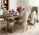 美式实木餐桌椅组合6人法式复古做旧长方形餐台 北欧别墅橡木家具