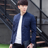 皮夹克男版 青年立领男子PU学生外套韩版修身男款春季2016新款潮