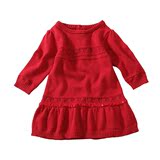 2016女童裙子春装针织衫婴儿儿童公主裙红色1-2-3女宝宝毛衣连衣