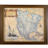 梵诺帝 欧式复古装饰画 宫廷别墅客厅壁画挂画 航海图北美洲90*75
