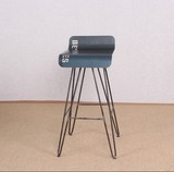 工业风个性铁艺吧台椅 铁皮坐板 字母造型 复古酒吧椅 咖啡椅子