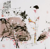 【传世书画】名家王西京风格人物画【3】国画字画 手绘 四尺斗方