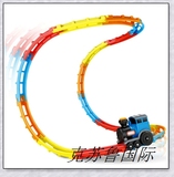 玩具儿童轨道车翻滚小火车带轨道火车玩具赛车拼装电动小汽车男孩
