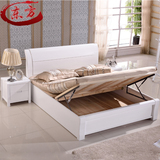 白色全实木床 高箱床储物 简约时尚婚床1.8米1.5m水曲柳家具