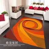 简约简欧橘色旋风创意腈纶羊毛地毯卧室茶几客厅个性现代地垫促销