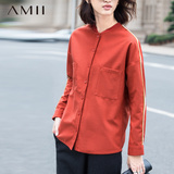 Amii 2015秋冬新款艾米女装棒球衣大码呢料外套女呢子大衣