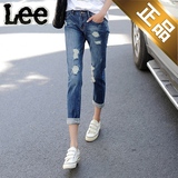 香港代购Lee2016夏季新款性感破洞牛仔裤 时尚休闲薄款九分裤女装