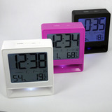 香港NID温湿度日历电池床头座钟 lcd显示欧日设计创意背光闹钟