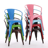 时尚简约餐椅 铁椅金属椅 休闲椅子工业风loft家具扶手餐厅椅特价