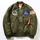 美国空军刺绣徽章棒球服MA-1飞行夹克保暖夹棉加厚男女工装外套潮