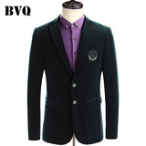 BVQ春秋季男士休闲小西装青年韩版修身丝绒单件西服上衣男装外套
