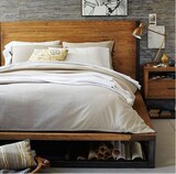 特价简约现代铁艺实木床乡村休闲双人床定制1.8米2米榻榻米床头柜