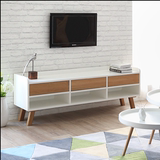 宜家 简约现代电视柜茶几组合 白色烤漆地柜 北欧小户型客厅家具