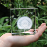 创意蒲公英水晶摆件植物立方体标本生日礼物送女生女友男生男友
