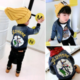 童秋冬装款韩版男小童1-2-3岁宝宝牛仔加厚外套一两周岁秋季夹克