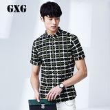 GXG男装夏装新款衬衣 男士时尚韩版休闲斯文短袖衬衫#52123006