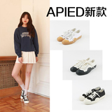 韩国东大门代购女鞋APIED新款圆头拼色舒适平底布鞋单鞋