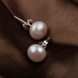 天然珍珠999纯银耳钉 女日韩国时尚气质可爱甜美耳环防过敏耳饰品