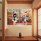 日式客厅装饰画壁画日本料理店寿司店挂画仕女图无框画和服美女图