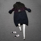 欧洲站2015冬季新款中长款毛衣外套修身包臀针织打底衫套头女装潮