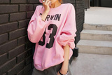 韩国代购卫衣宽松粉色83米老鼠正反面米奇加绒保暖圆领套头外套女
