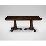 美式新古典长方形圆桌定制 欧式复古双柱饭台 可定做桌面伸缩饭桌