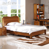 百谷 全实木床 1.2米单人床胡桃木床 现代中式简约实木家具 V07