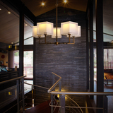 现代日式新中式简约客厅卧室书房餐厅灯饰灯具布艺灯罩五头吊灯