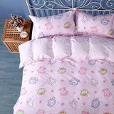 缦色 纯棉粉色韩式四件套 公主全棉女生床单床上用品可爱卡通被套