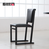 楷锐时尚真皮餐椅北欧设计师椅子简约现代新中式餐椅实木书椅Y020