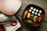 日式创意木质饭盒 双层柳杉木便当盒学生午餐饭盒 旅行便携寿司盒