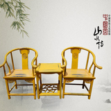 现代中式家具仿古做旧圈椅靠背椅三件套古典家具围椅交椅彩漆彩绘