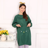 韩版时尚长款防水防油长袖围裙绘画反穿衣厨房工作服成人罩衣包邮