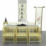 榆木免漆现代新中式梳子椅茶桌茶楼私人会所定制实木家具厂家直销