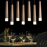 [木修远-火柴棒]设计师艺术创意简约餐厅LED单头七头实木长形吊灯