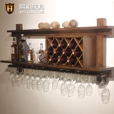 实木红酒架壁挂酒格水曲柳欧式创意悬挂洋酒杯架餐厅酒柜熙和家具