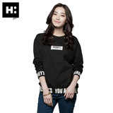 H:CONNECT韩范男女情侣装字母印花长袖T恤时尚潮卫衣2016新款春季